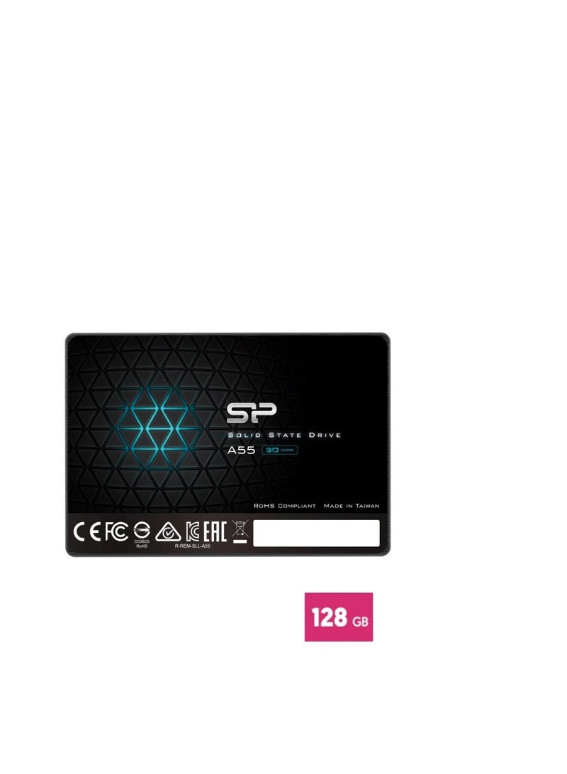 سيليكون باور قرص SSD داخلي من نوع Silicon Power Ace A55 بحجم 2.5 بوصة وواجهة SATA 3 (سعة 128 جيجابايت) / من 2.5 بوصة إلى 3.5 بوصة - Image 1